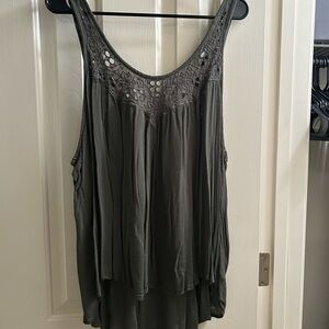 American Eagle Outfitters Dark Green Lace Tank Top NWOT